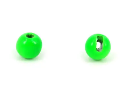 Tungsten Kopfperlen geschlitzt - FLUO GRÜN - 10 Stk.