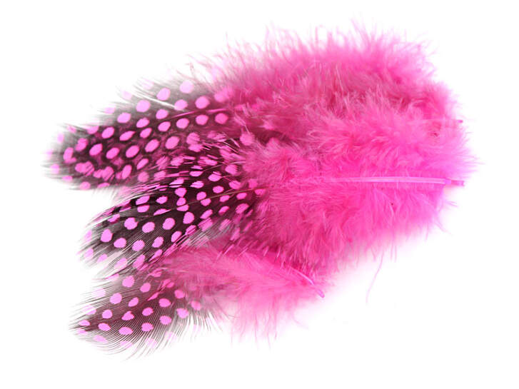 PERLHUHNFEDERN (GUINEA FOWL) hotfly - 10 Stk. - 6/10 cm - pink