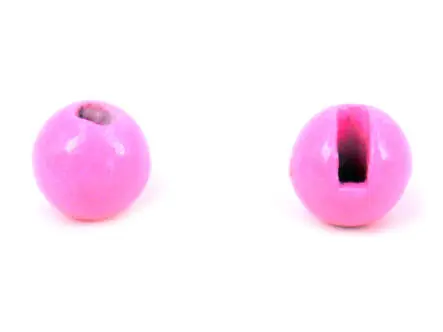 Tungsten Kopfperlen geschlitzt - FLUO PINK - 100 Stk.