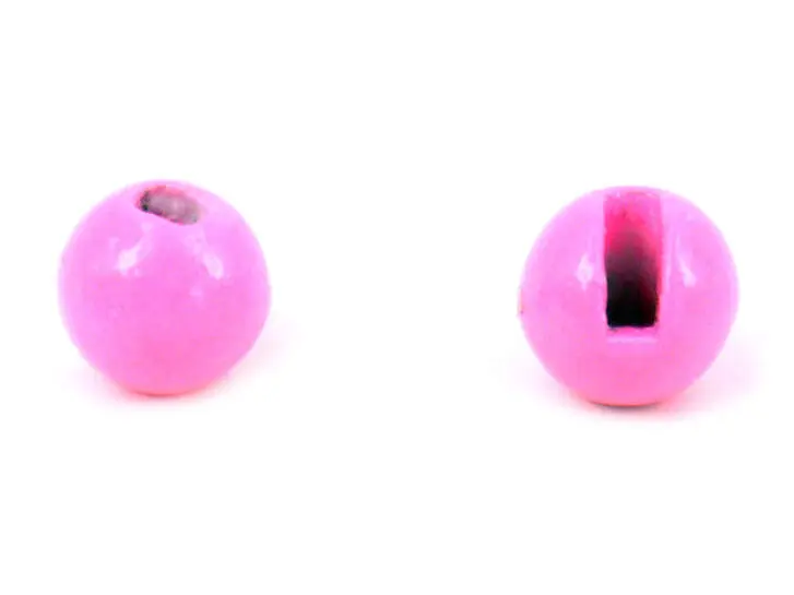 Tungsten Kopfperlen geschlitzt - FLUO PINK - 100 Stk. - 3,5 mm