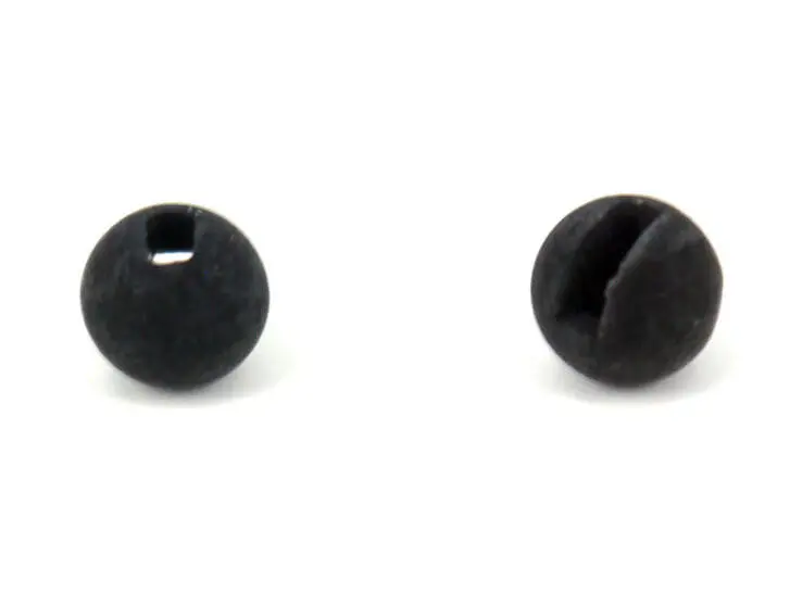 Tungsten Kopfperlen geschlitzt - MATT BLACK - 10 Stk. - 3,5 mm