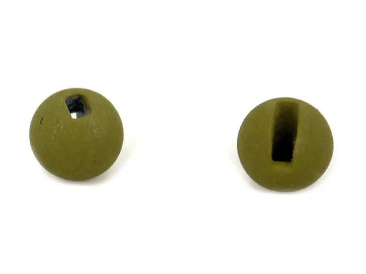 Tungsten Kopfperlen geschlitzt - MATT OLIVE - 100 Stk. - 4,0 mm