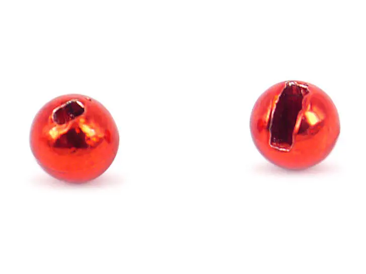 Tungsten Kopfperlen geschlitzt - METALLIC RED - 10 Stk. - 4,6 mm