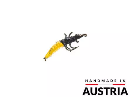 Köcherfliegenlarve - Rhyacophila - gelb - 15 mm