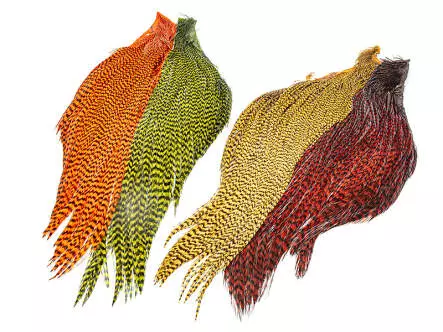 4 HALBE HAHNENBÄLGE hareline - tyers 4 color dyed...