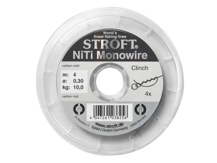 Stroft NiTi MONOWIRE - Knotbares Nickel Titan Vorfach - 4 m - 0,12 mm